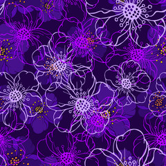Vector seamless pattern with flowers.