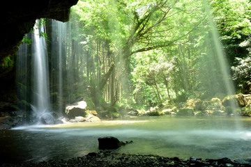 Poster de jardin Nature Rafraîchissant Nabegataki Falls Kumamoto Prefecture Japon