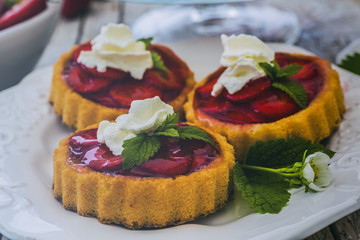 Strawberry - the delights of strawberries, tart and cake (filtered)
