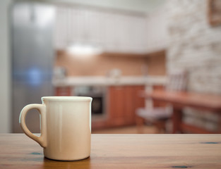 mug on old wooden table
