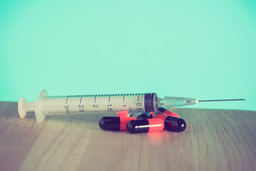 Fototapeta premium syringe with filter effect retro vintage style