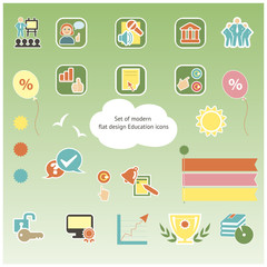 Set of modern flat design Education icons