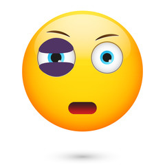  Emoticon black eye. Isolated vector illustration on white background