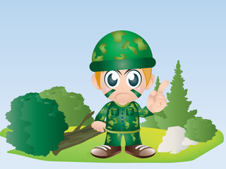 vector image of a army boy.