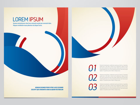 Brochure, annual report, flyer, magazine vector template. Modern blue and red corporate design.