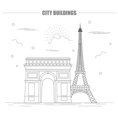City buildings graphic template. France. Paris.