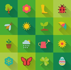 Icone primaverili in flat design