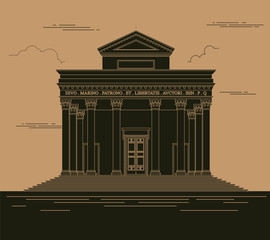 Obraz premium City buildings graphic template. Italian basilica.