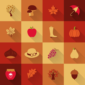 Icone autunnali in flat design