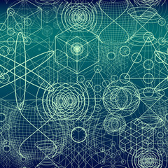 Sacred geometry symbols and elements wallpaper seamless pattern