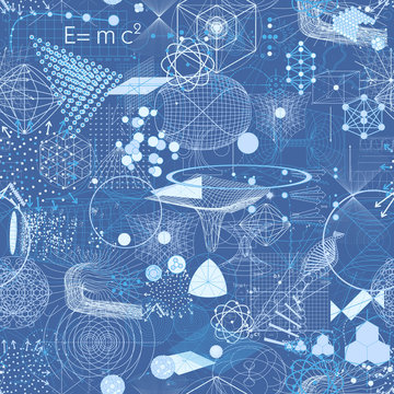 Sacred geometry symbols and elements wallpaper seamless pattern