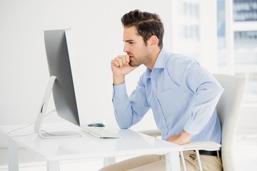 Businessman working on computer