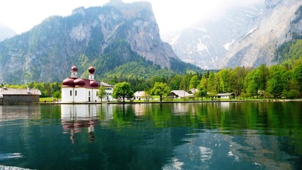 Koenigsee. The beautiful mountain lake in Germany