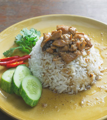 rice chicken with brown sauce