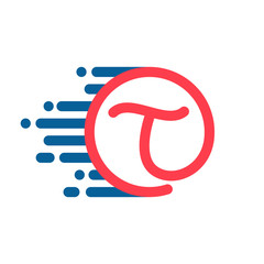 T letter logo in circle with speed line.