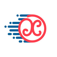 X letter logo in circle with speed line.