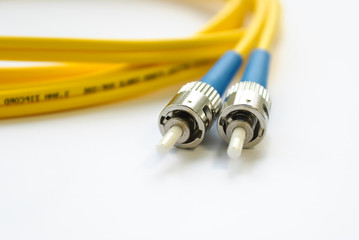 two single-mode optical connectors st-type. front view