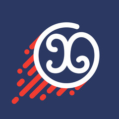 X letter logo in circle with speed line.