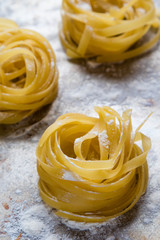 tagliatelle on steel plate