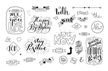 handlettering elements, quotes and words