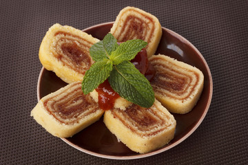 Bolo de rolo (swiss roll, roll cake) Brazilian dessert