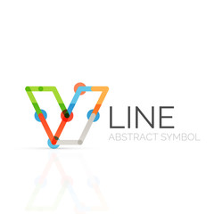 Linear abstract logo, connected multicolored segments of lines geometrical figure