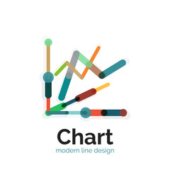 Thin line chart logo design. Graph icon modern colorful flat style