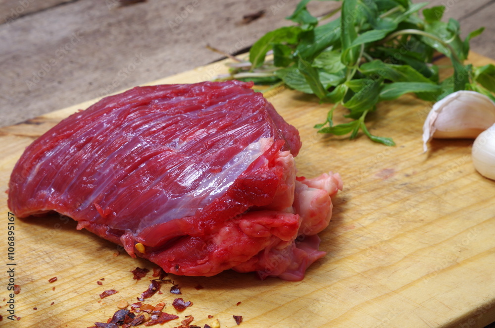 Canvas Prints raw meat steak with ingredients