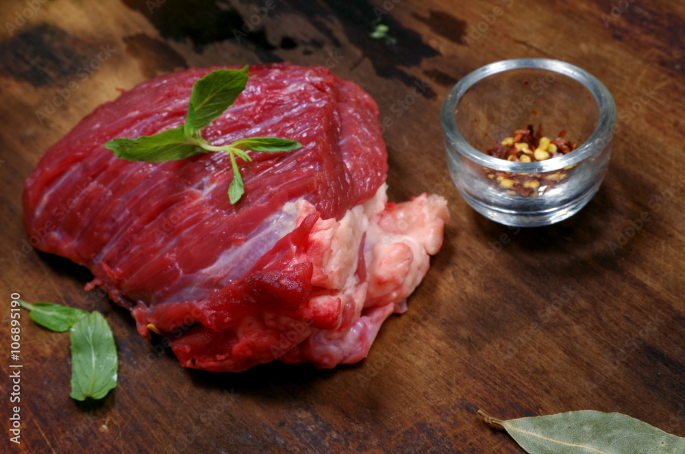 Canvas Prints raw meat steak with ingredients