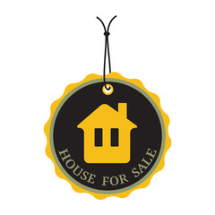 Isolated tag with the text house for sale written on the tag