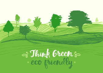 Drawn vector illustration green background eco