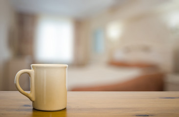 mug on old wooden table