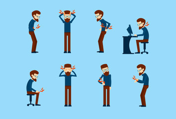 Office Worker Syndrome Sick Business Man Pain Set Collection 