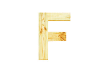 F, One letter of wooden alphabet isolated on white