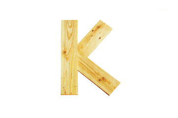 K, One letter of wooden alphabet isolated on white