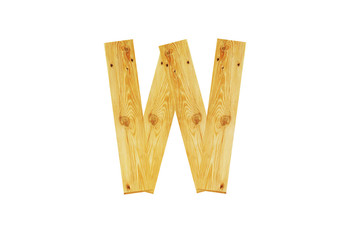 W, One letter of wooden alphabet isolated on white