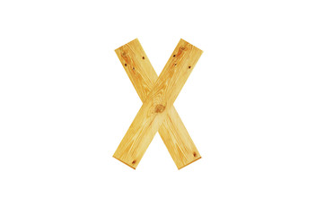X, One letter of wooden alphabet isolated on white