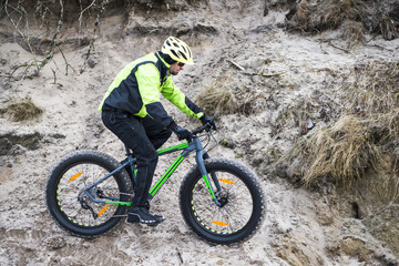 Young man on fat bike