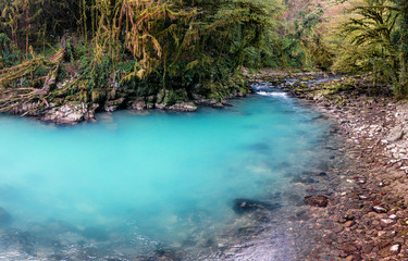 blue rocky wild river, Abkhazia