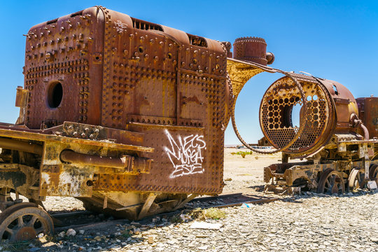 Rusty old steam train