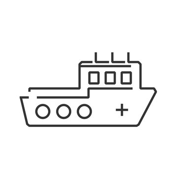 line icon ambulance, aid ship icon