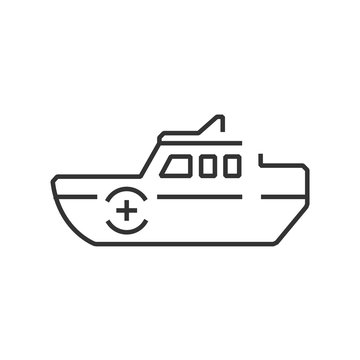 line icon ambulance speed boat icon