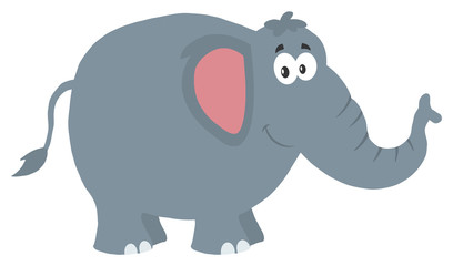 Smiling Elephant Cartoon Character. Illustration Flat Design 