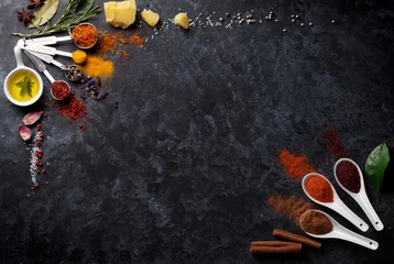 Deurstickers Herbs and spices © karandaev