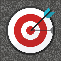 Flat illustration of targeting with icons.