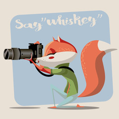 cartoon fox with camera