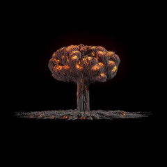 Fire explosions isolated set, black background