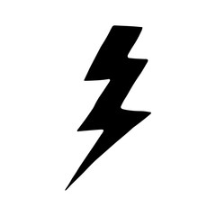 Simple hand drawn doodle of a lightning bolt, isolated doodle illustration