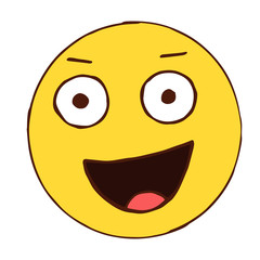 Vector doodle emoji with tongue, hand drawn cartoon illustration, smile isolated