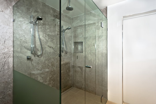 Luxury Bathroom Shower Area Of Modern House Or Hotel